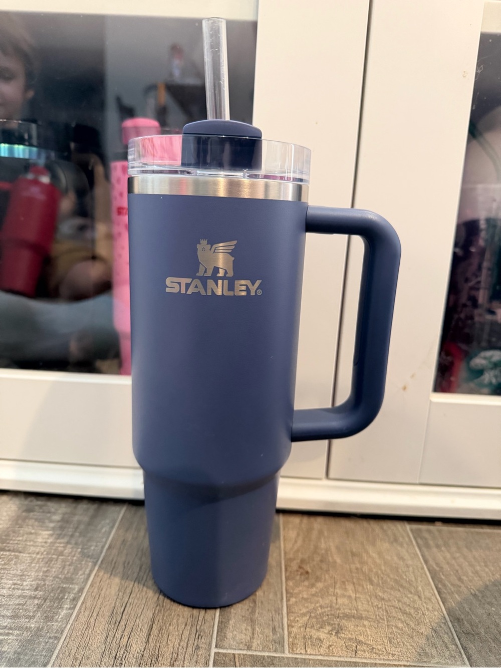 Stanley Matte Navy Travel Tumbler with Handle and Clear Lid